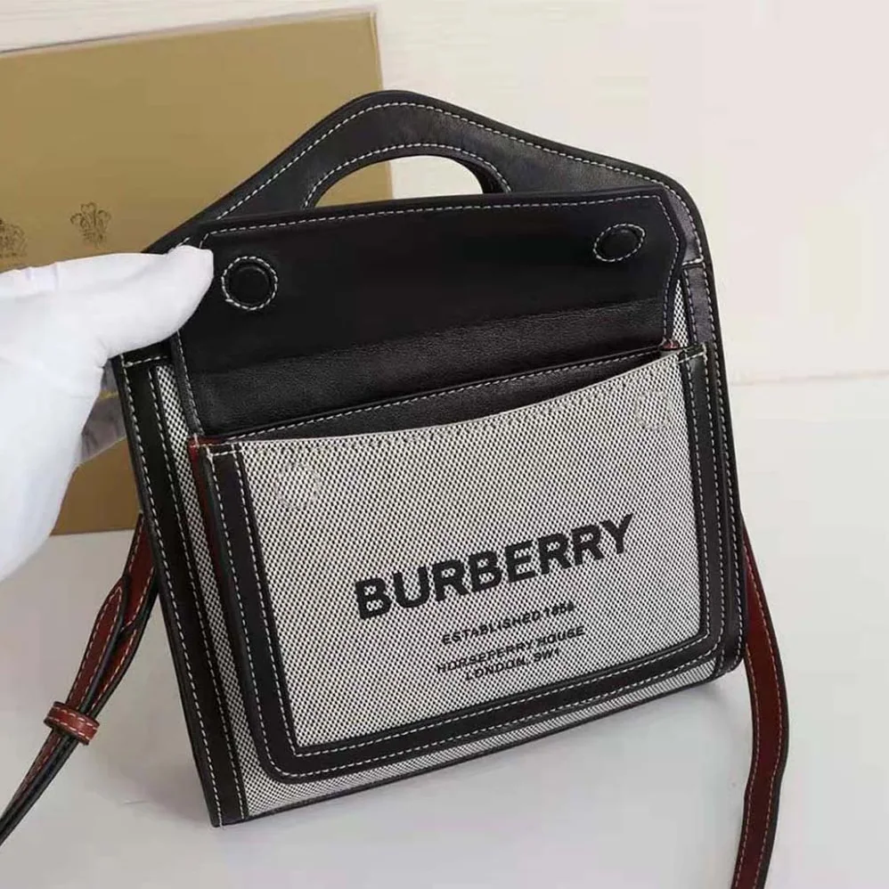 Burberry Mini Tri-tone Canvas and Leather Pocket Bag for Women Burberry Mini Tri-tone Canvas and Leather Pocket Bag for Women