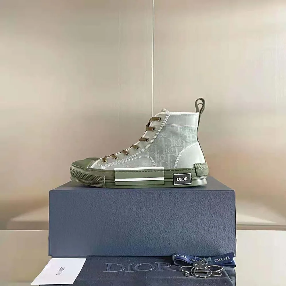 Dior B23 High-Top Sneaker Olive Dior Oblique Canvas for Men Dior B23 High-Top Sneaker Olive Dior Oblique Canvas for Men