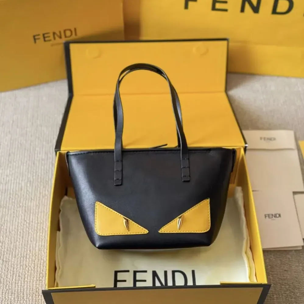 Fendi Ubisex Roll Mini Lunar New Year Black Leather Mini in bag