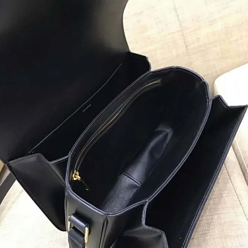 Celine Medium Triomphe Bag In Shiny Calfskin for Women in Black