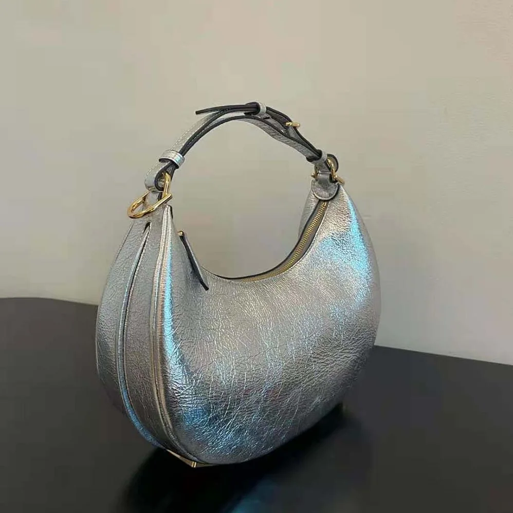 Fendi Fendigraphy Small Silver Laminated Leather Bag for Women