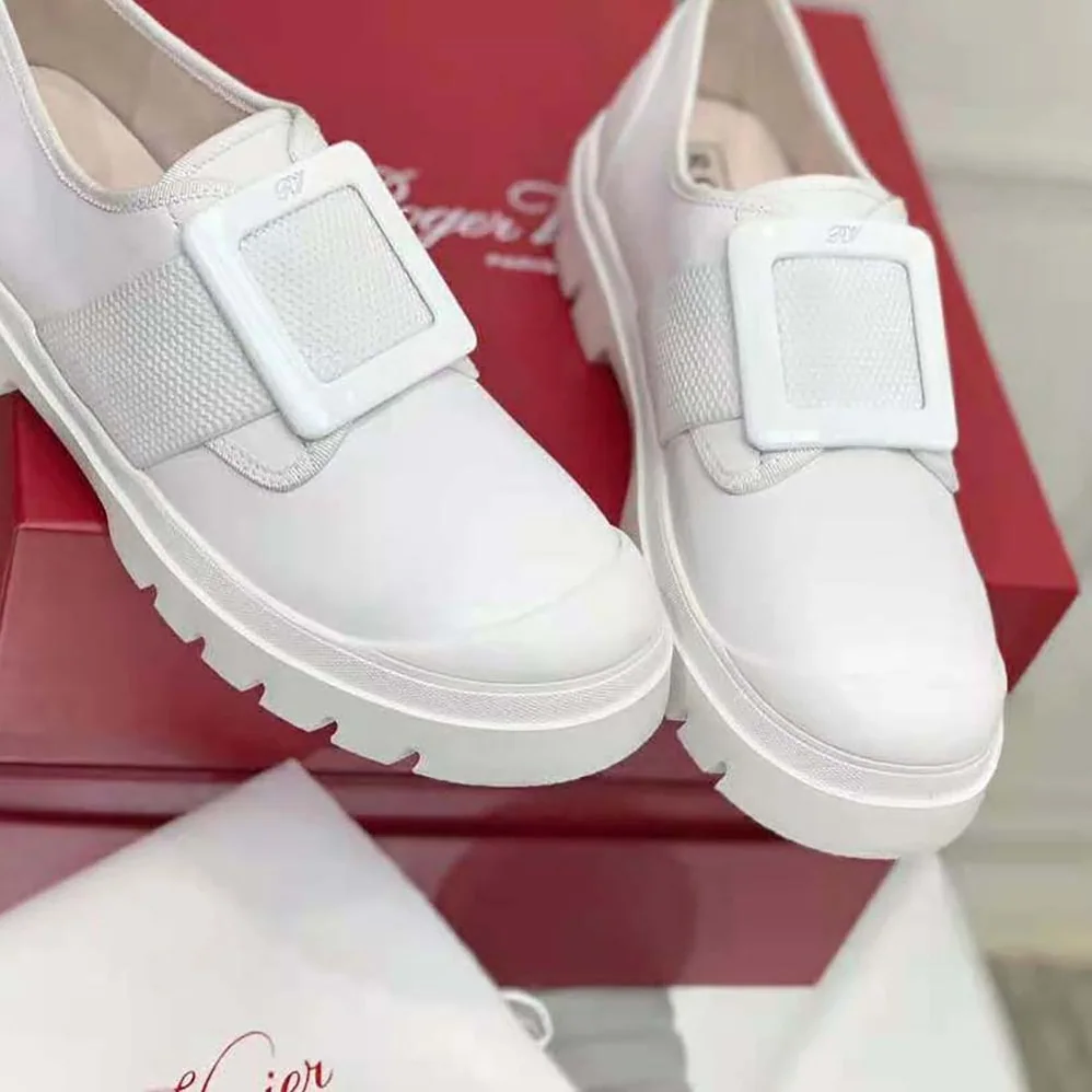 Roger Vivier Walky Viv' Lacquered Buckle Sneakers in Patent Leather for Women in White Roger Vivier Walky Viv' Lacquered Buckle Sneakers in Patent Leather for Women in White