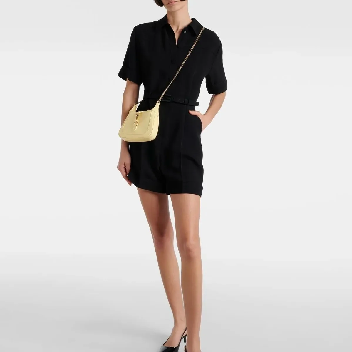 Gucci Jackie Notte Mini Crossbody Bag in Light Yellow Gold Hardware