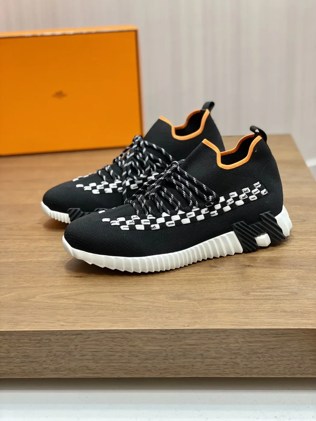 Hermes Sneakers Flex Black And Orange Hermes Sneakers Flex Black And Orange