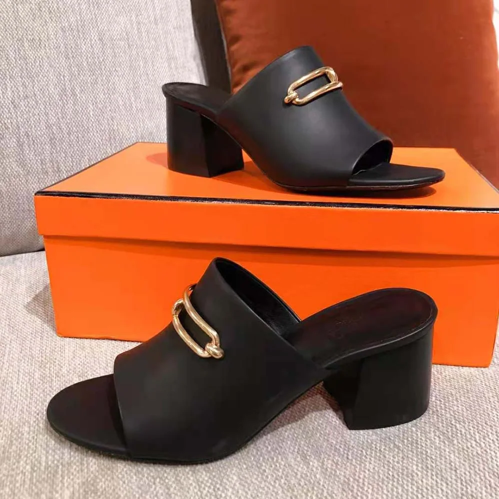 Hermes Camilla Mule High Heel Mule in Calfskin for Women in Black