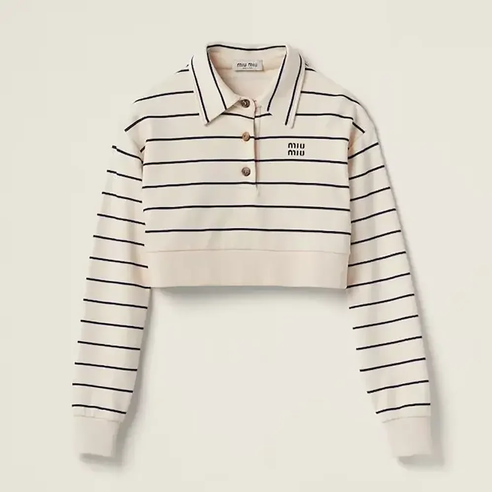 Miu Miu Cotton Fleece Polo Shirt for Women Miu Miu Cotton Fleece Polo Shirt for Women