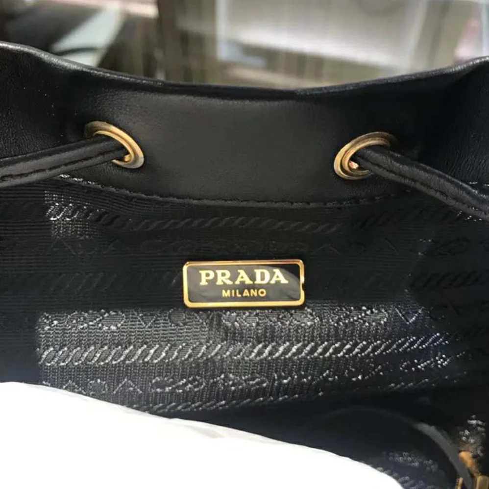 Prada Leather Bucket Shoulder Bag for Women in Black