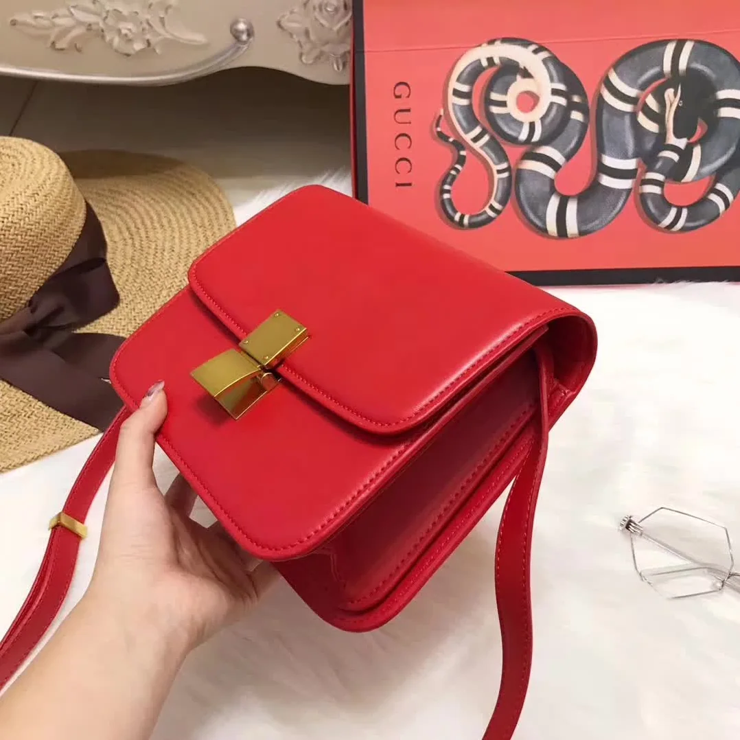Celine Medium Classic Bag in Box Calfskin Leather in Red