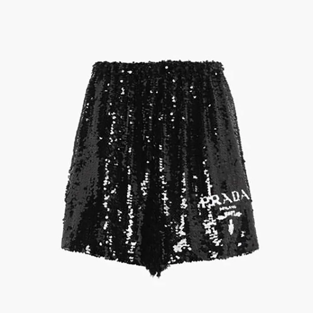 Prada Sparkling Sequin Chiffon Shorts with Sporty Allure for Women Prada Sparkling Sequin Chiffon Shorts with Sporty Allure for Women