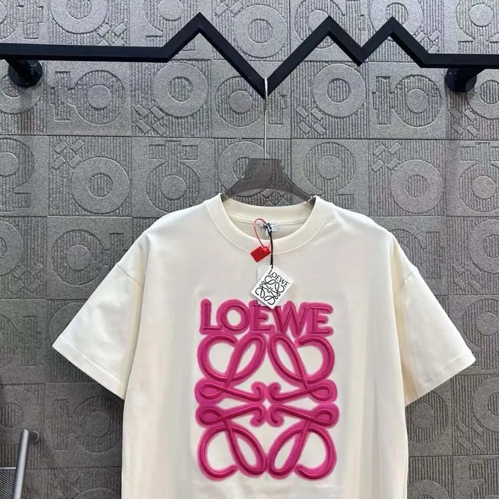 Loewe LOEWE Neon T-shirt in Cotton for Men in White/Pink