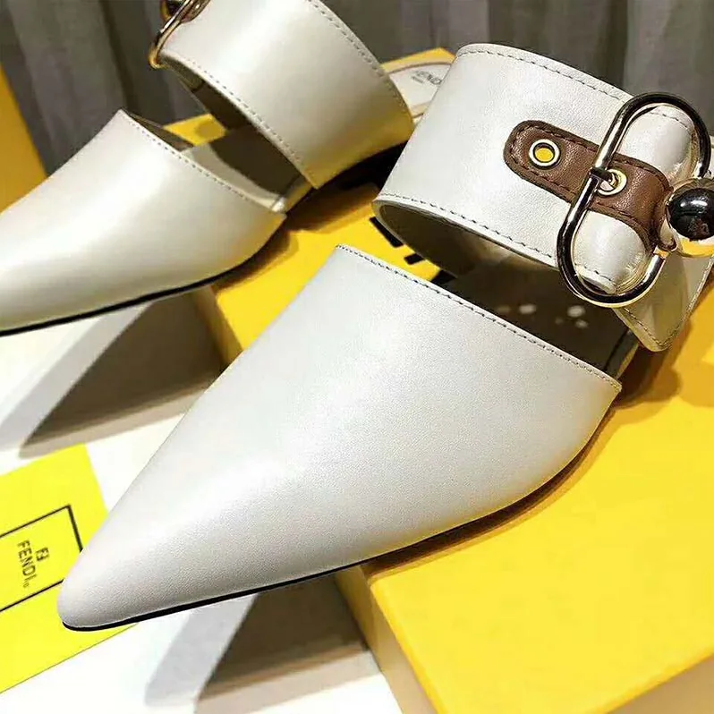 Fendi Shoes Sabots White Leather Slingbacks for Women