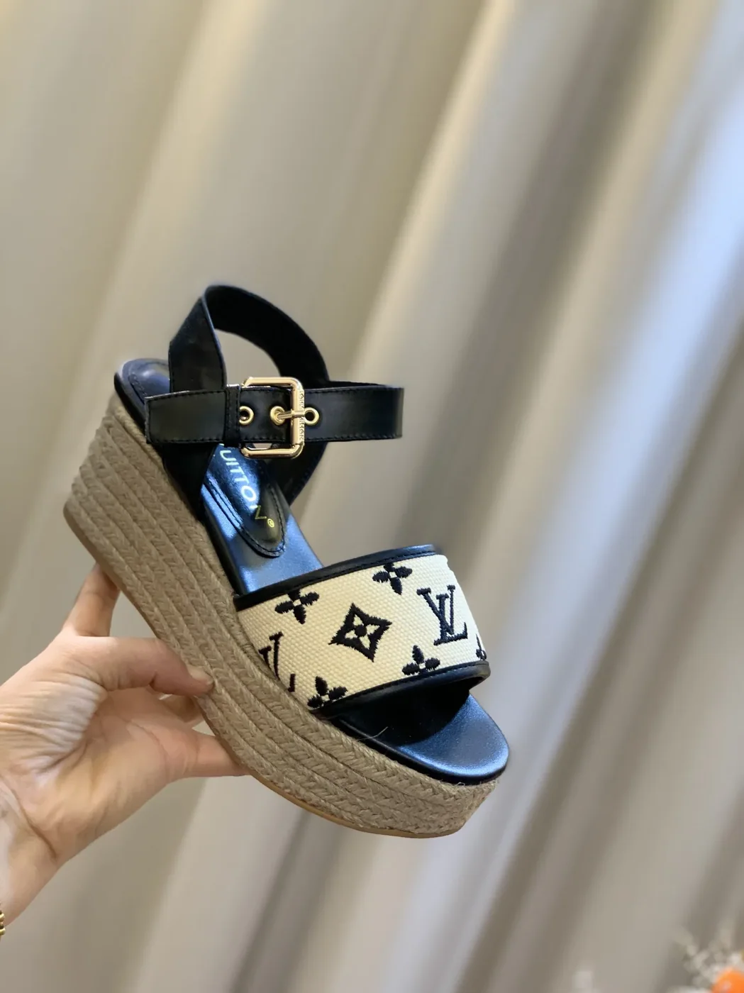 Louis Vuitton Starboard Wedge Sandal Black 1ABT17