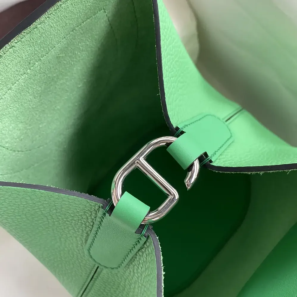 Hermes In the Loop 18 Handbag Clemence Leather for Women in Green/Silver