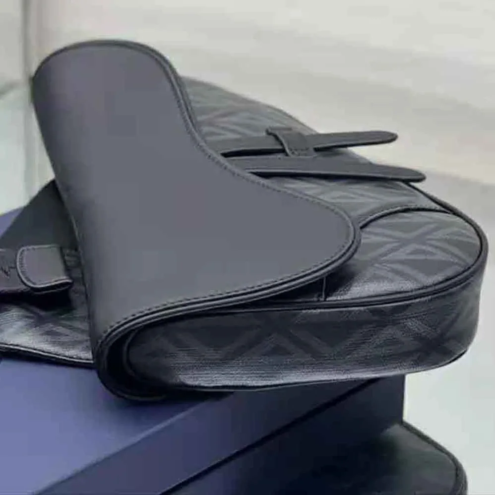 Dior Saddle Bag Black CD Diamond Canvas and Smooth Calfskin for Men