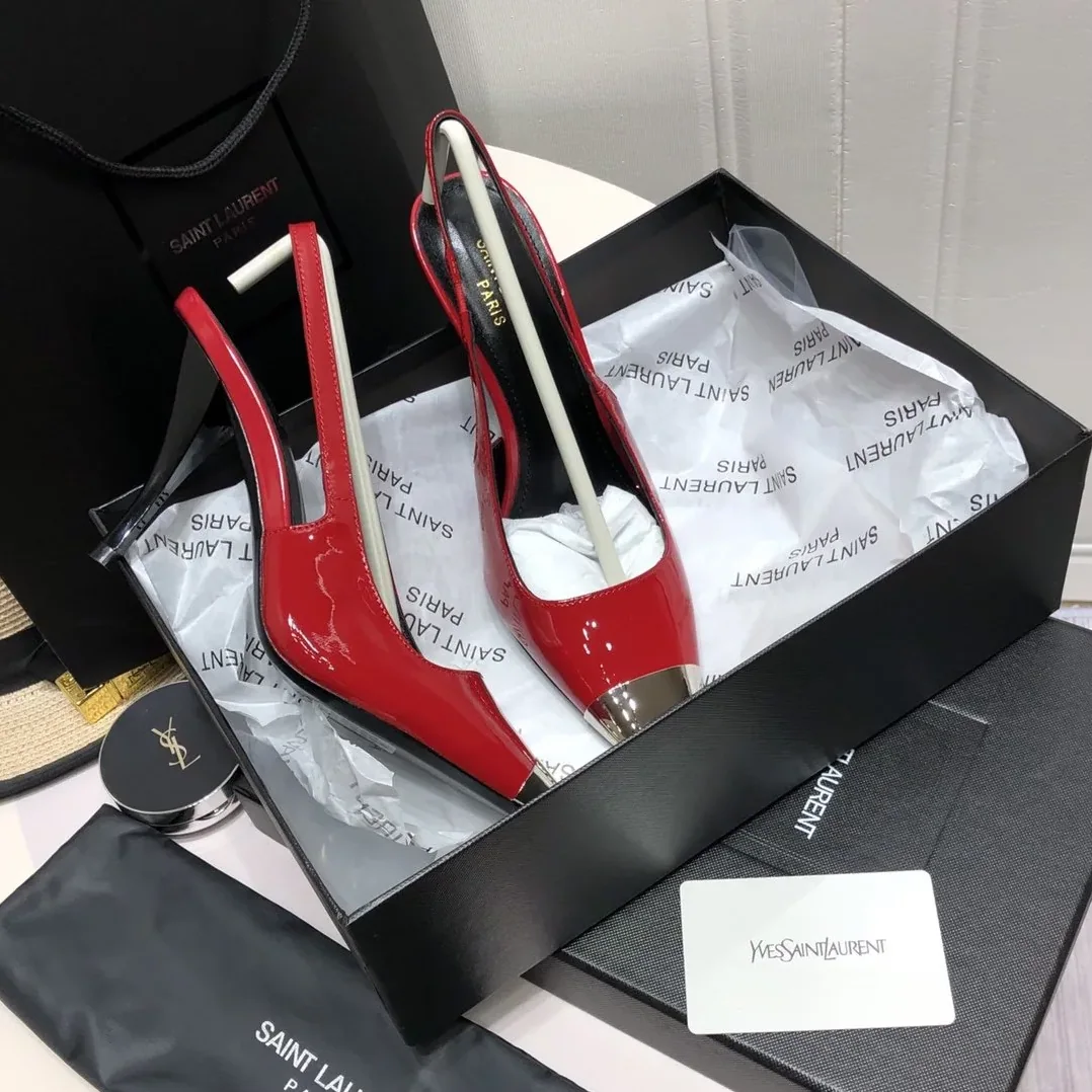 Saint Laurent Blade Slingback Pumps Red YSL