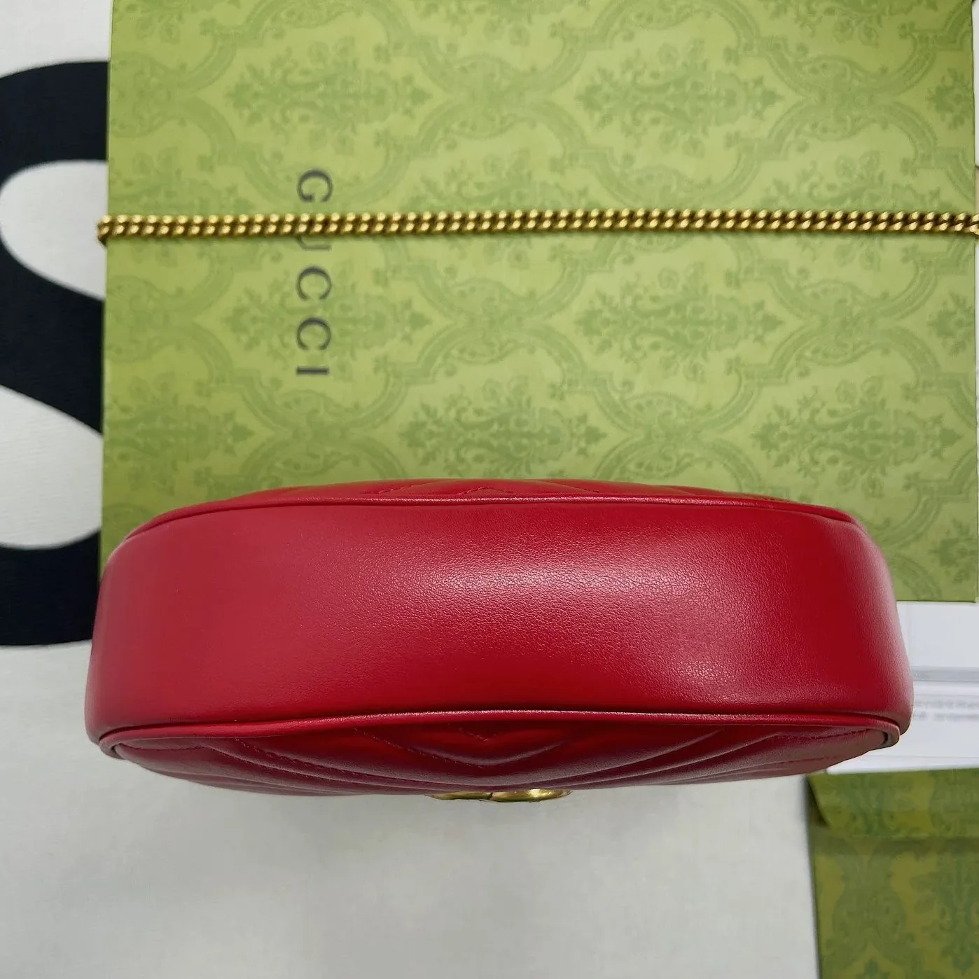 Gucci Marmont Half Moon Shaped Mini Bag Red Gucci Marmont Half Moon Shaped Mini Bag Red