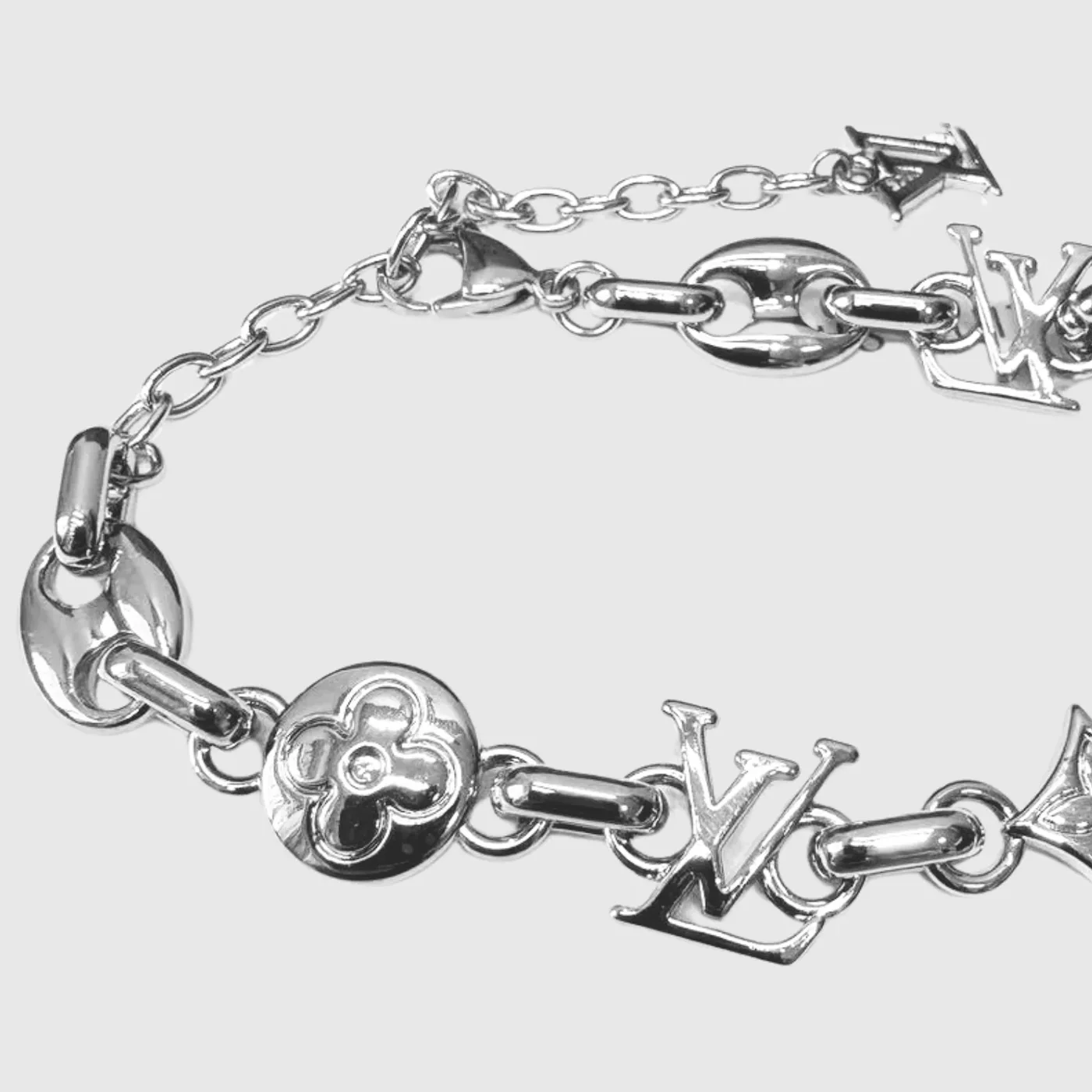 Louis Vuitton Mix Chains Bracelet Silver in Toned