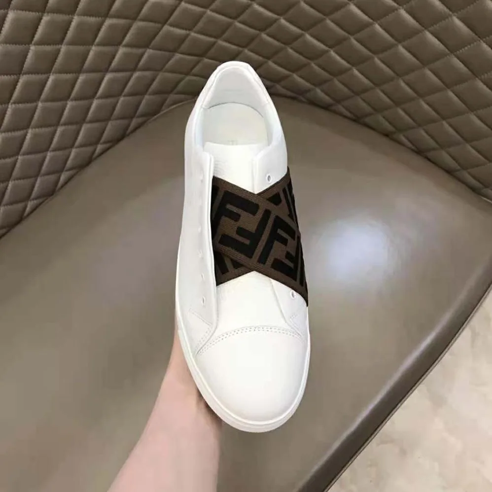 Fendi Sneakers White Leather Slip for Men in ons