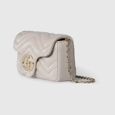 Gucci Marmont Mini Shoulder Bag in Light Grey Gold Hardware Gucci Marmont Mini Shoulder Bag in Light Grey Gold Hardware