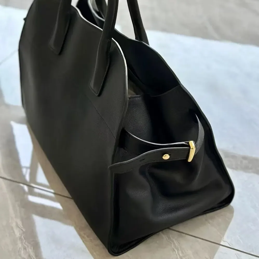 Prada Large Leather Tote Bag for Women in Black