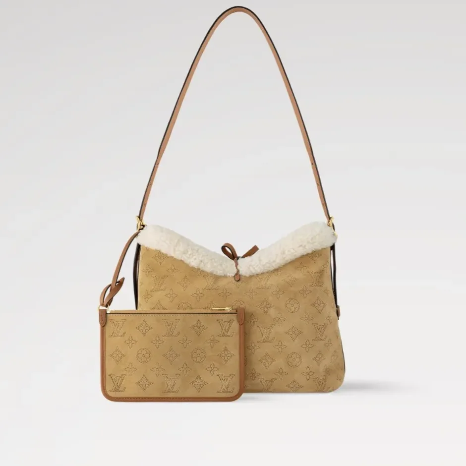 Louis Vuitton CarryAll PM Shoulder Bag in Beige Gold Hardware