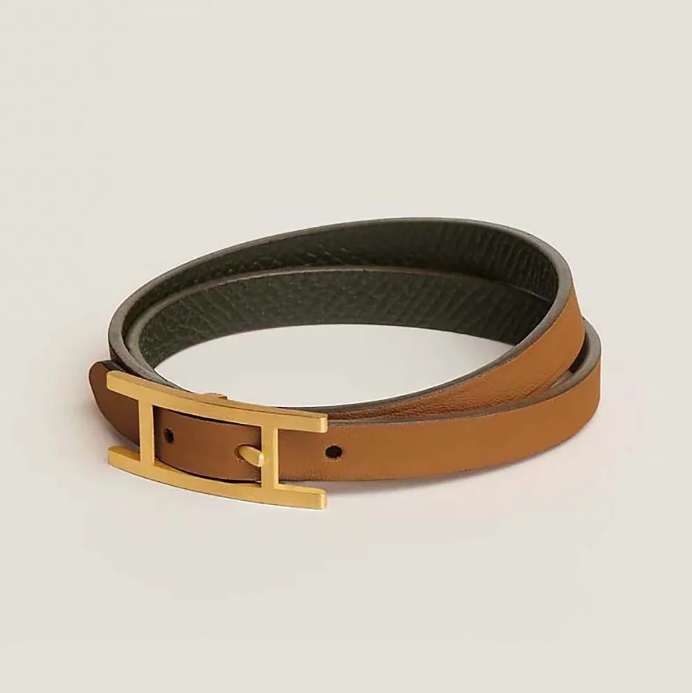 Hermes Behapi Double Tour Bracelet for Unisex in Brown