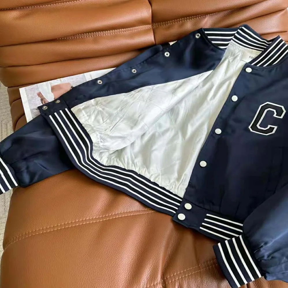 Celine Cropped Bomber Jacket in Thick Satin for Women Celine Cropped Bomber Jacket in Thick Satin for Women
