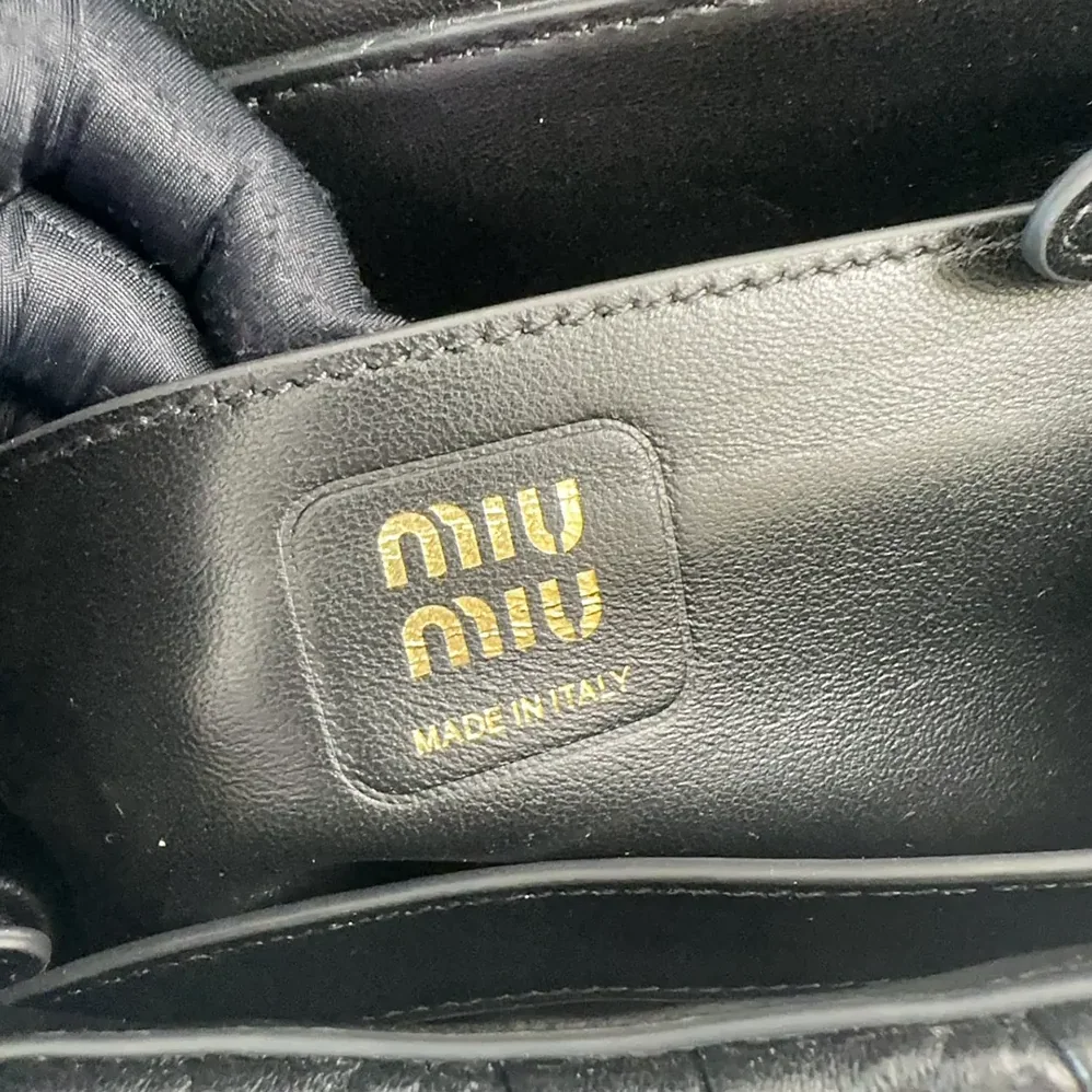 Miu Miu Matelassé Nappa Leather Shoulder Bag for Women in Black Miu Miu Matelassé Nappa Leather Shoulder Bag for Women in Black