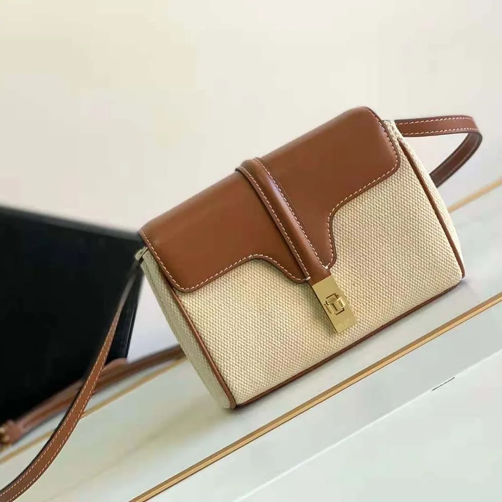 Celine Mini Soft 16 in Textile and Calfskin for Women in Beige