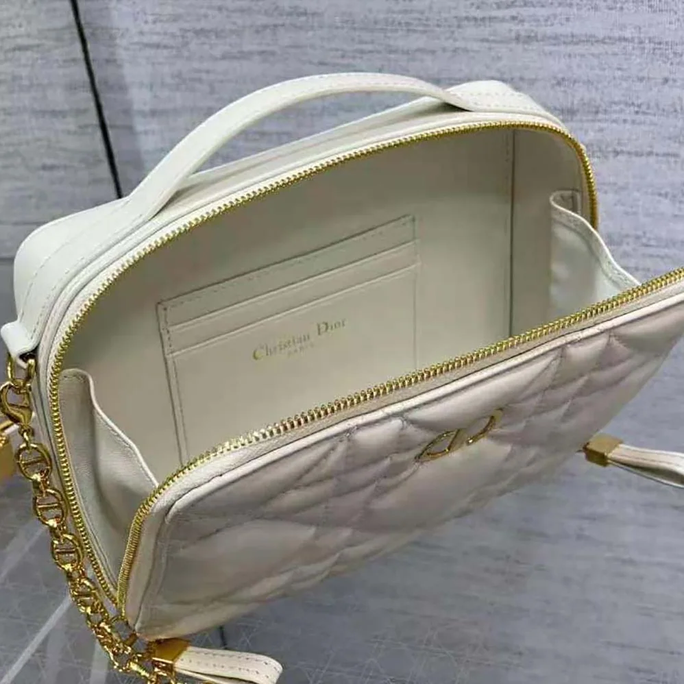 Dior Caro Box Bag with Chain Latte Quilted Macrocannage Calfskin for Women Dior Caro Box Bag with Chain Latte Quilted Macrocannage Calfskin for Women