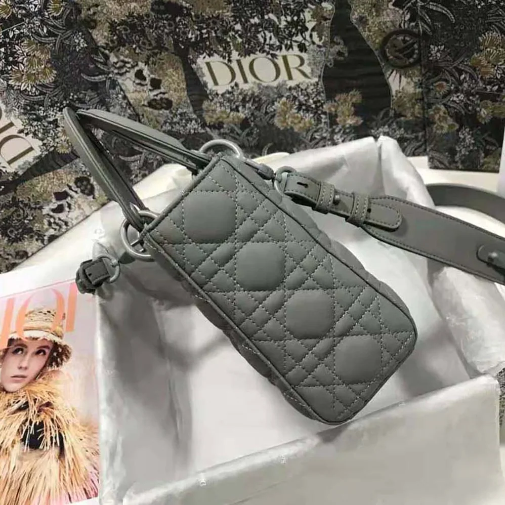 Dior Lady Dior my Abcdior Bag Gray Ultramatte Cannage Calfskin for Women