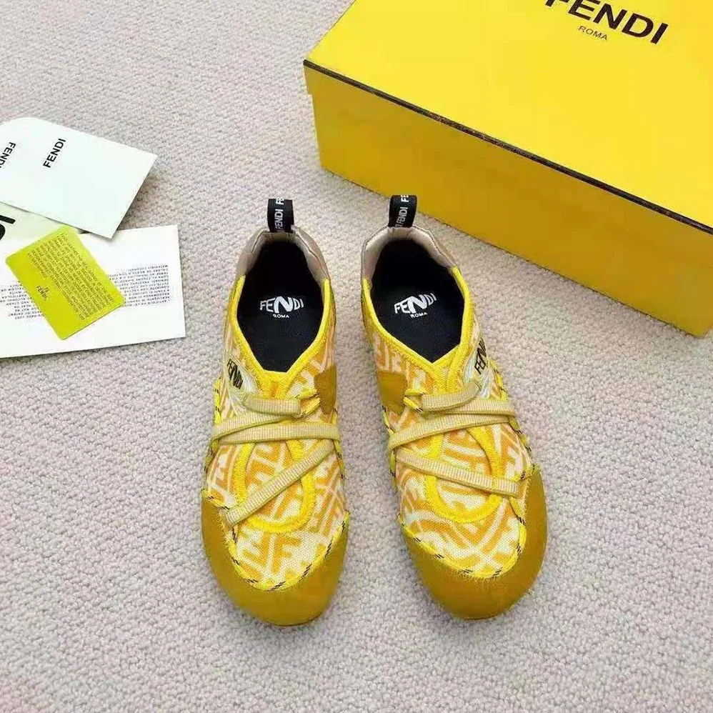 Fendi Flex Yellow Suede Sneakers for Women