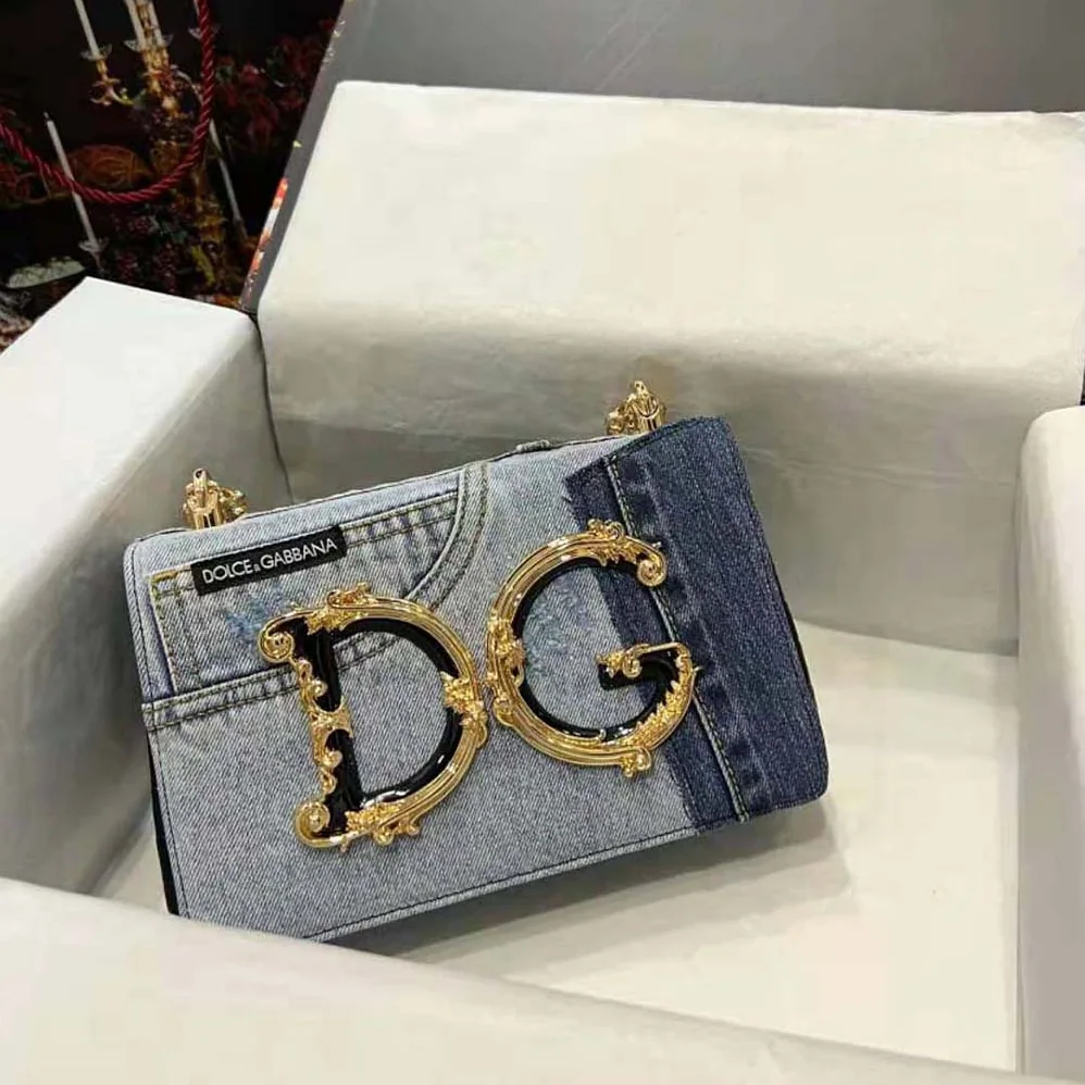 Dolce Gabbana D&G DG Girls Bag in Patchwork Denim and Plain Calfskin for Women Dolce Gabbana D&G DG Girls Bag in Patchwork Denim and Plain Calfskin for Women