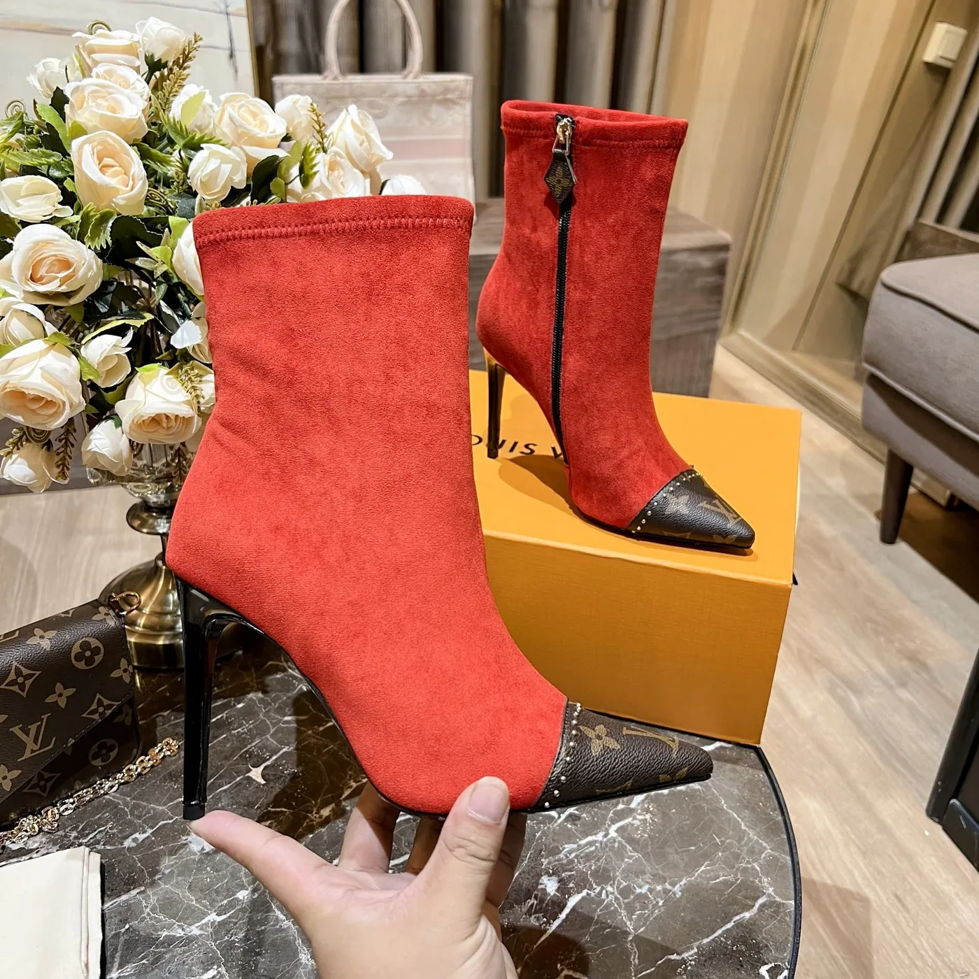 Louis Vuitton Cherie Ankle Boots Red for Women Louis Vuitton Cherie Ankle Boots Red for Women