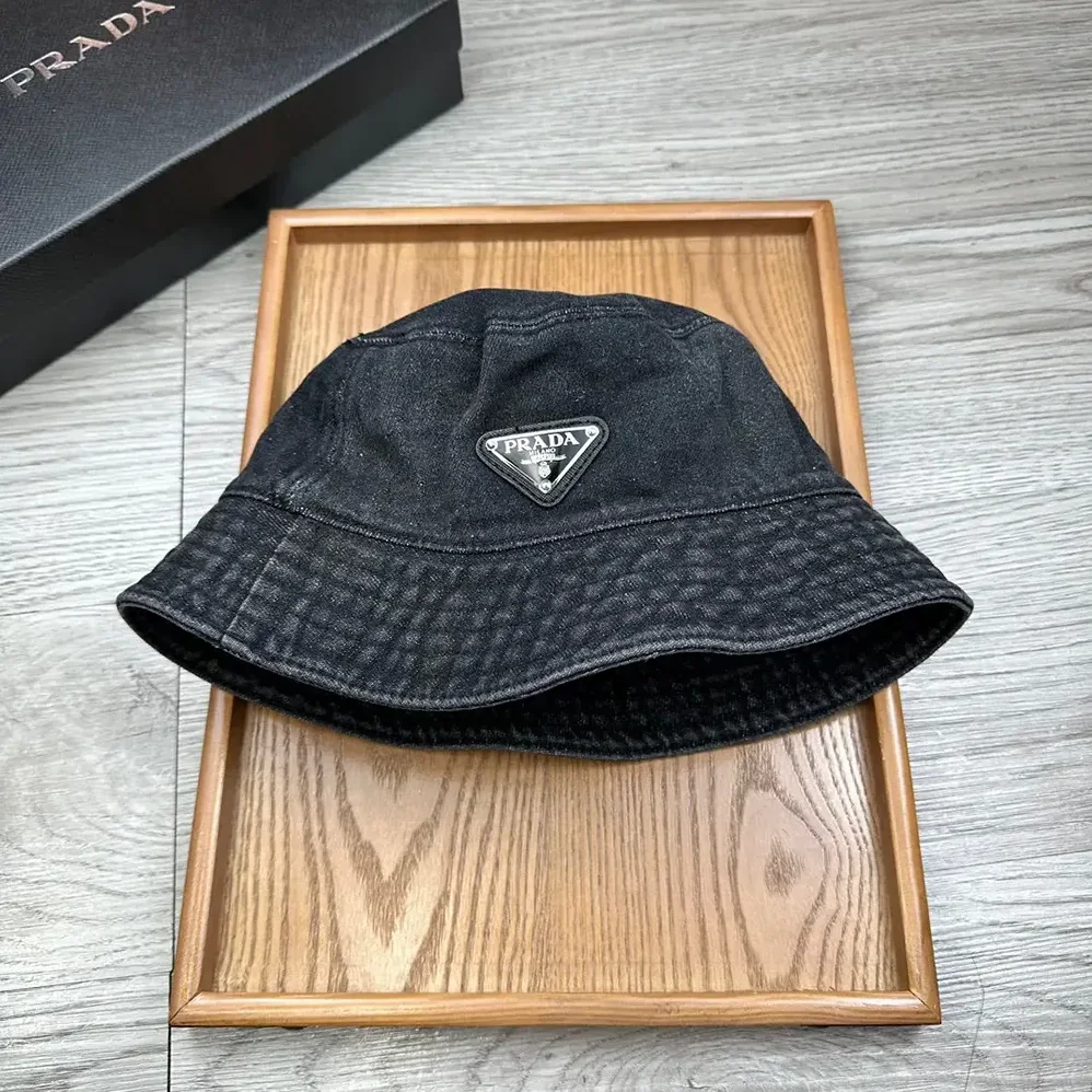 Prada Denim Bucket Hat for Unisex in Black