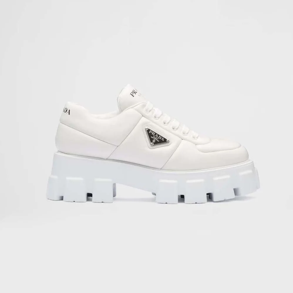 Prada Soft Padded Nappa Leather Lace-up Shoes for Women in White Prada Soft Padded Nappa Leather Lace-up Shoes for Women in White