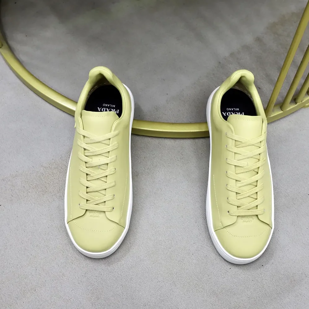 Prada Court Leather Sneakers for Unisex in Pineapple