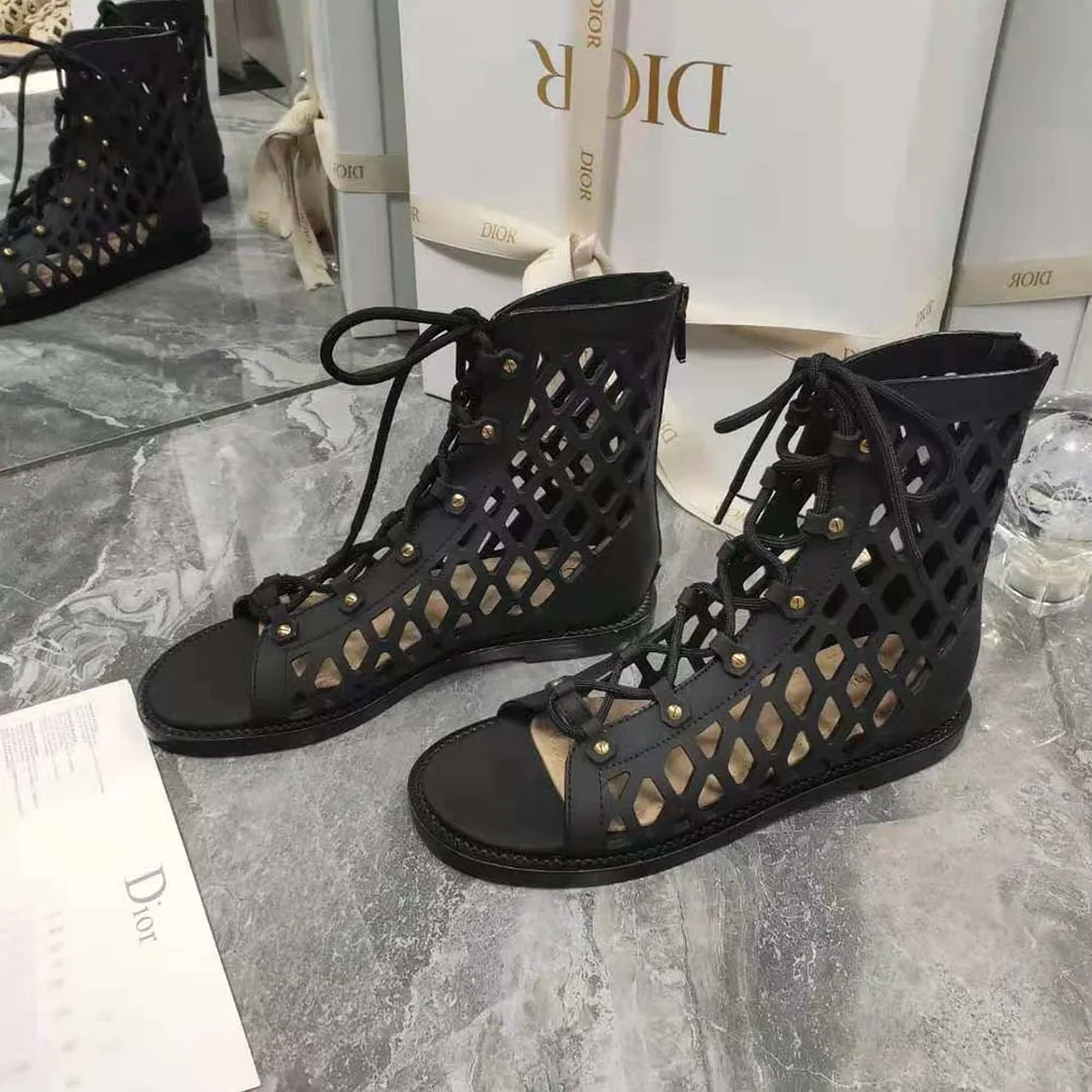 Dior D-Trap Sandal Black Matte Calfskin in 3cm Heel for Women Dior D-Trap Sandal Black Matte Calfskin in 3cm Heel for Women