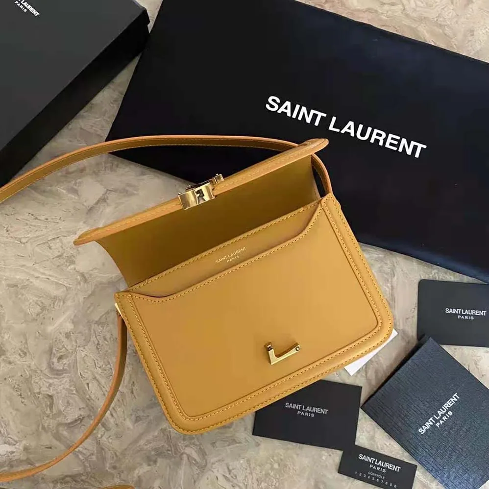 Saint Laurent YSL Solferino Small Satchel in Box Saint Laurent Leather for Women in Yellow Saint Laurent YSL Solferino Small Satchel in Box Saint Laurent Leather for Women in Yellow