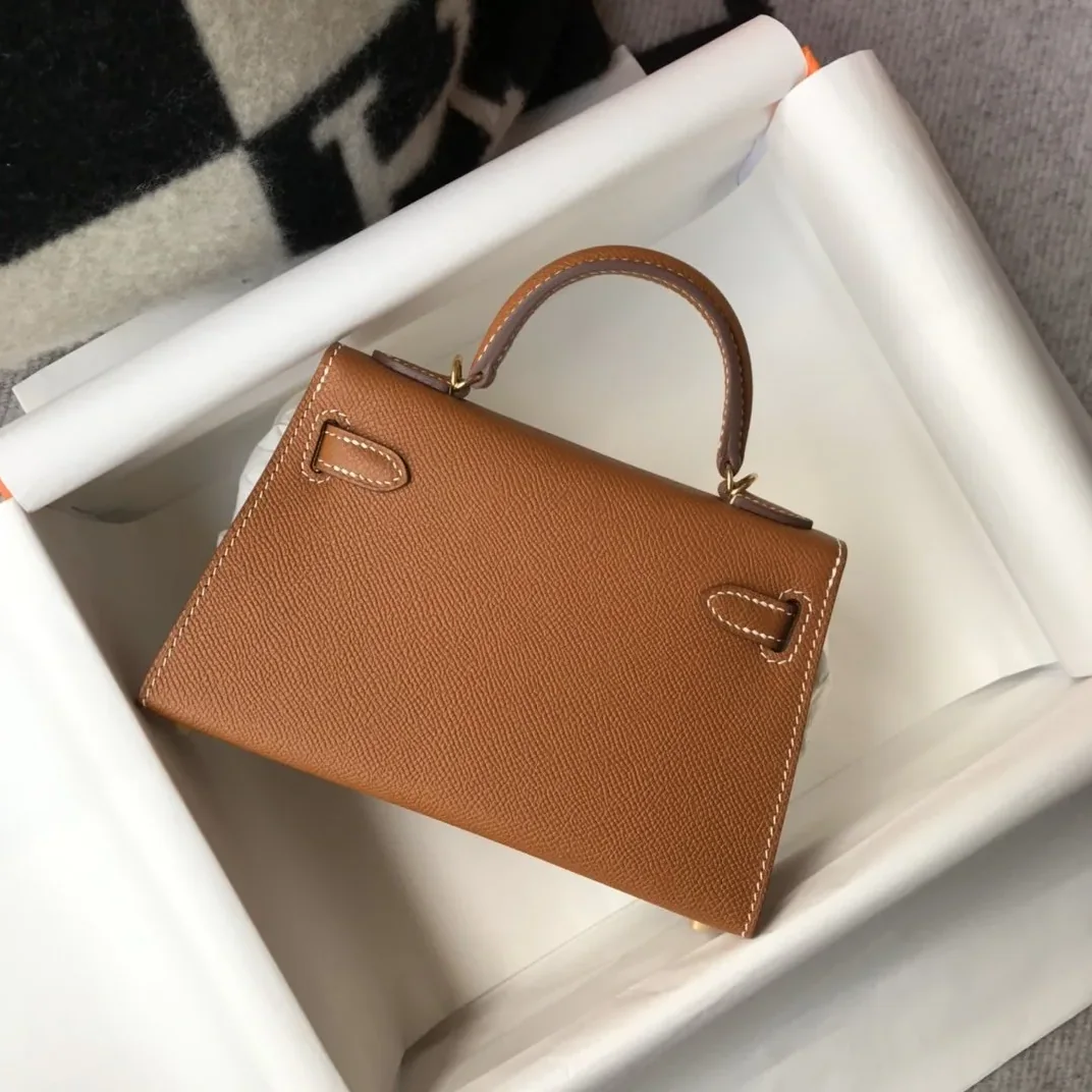 Hermes Mini Kelly 19 Sellier Epsom Brown Bag