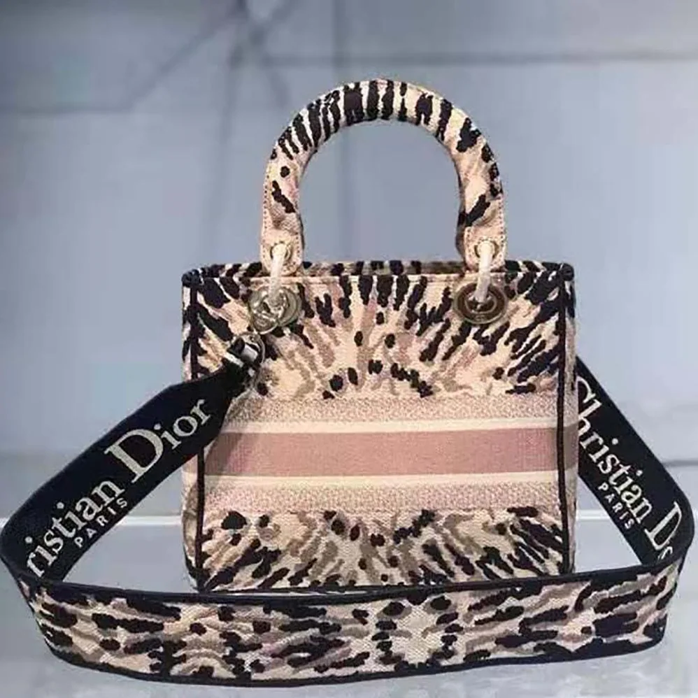 Dior Medium Lady D-Lite Bag Multicolor Tie & Dior Embroidery for Women