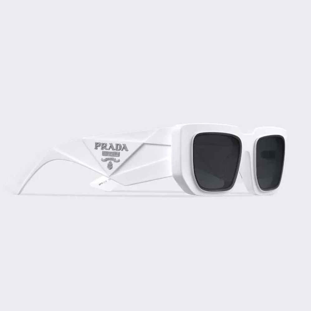 Prada Symbole Sunglasses with Traditional Prada Triangle Logo for Women in White Prada Symbole Sunglasses with Traditional Prada Triangle Logo for Women in White
