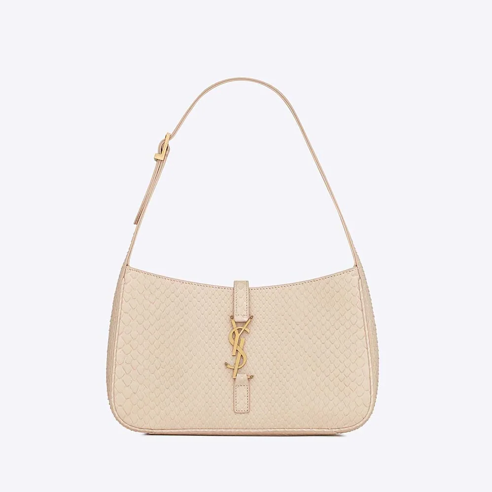 Saint Laurent YSL Le 5 A 7 Hobo Bag in Python for Women in Beige Saint Laurent YSL Le 5 A 7 Hobo Bag in Python for Women in Beige