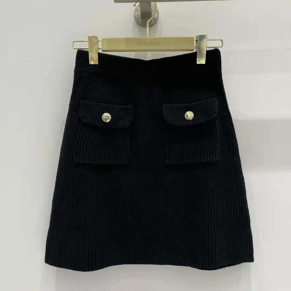 Miu Miu Wool Miniskirt with Knit Logo Patch for Women