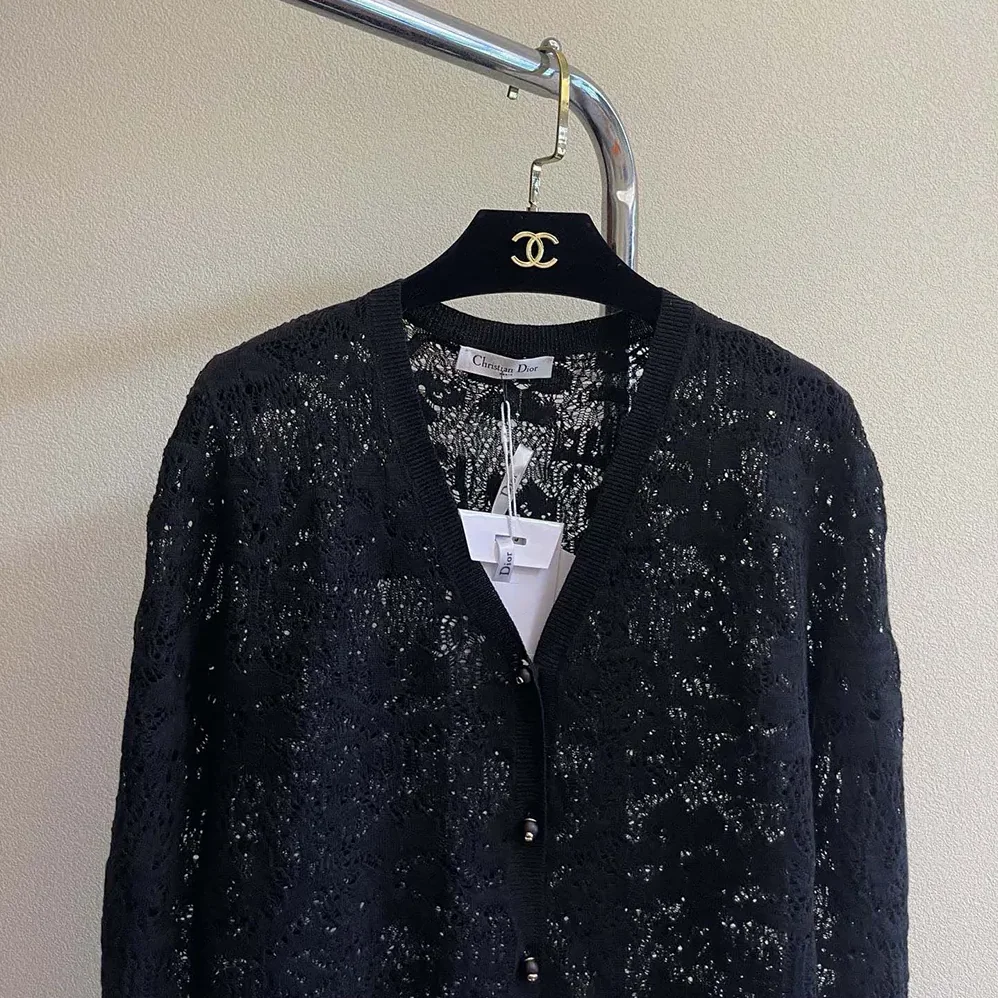 Dior Twinset Black Mohair and Wool Blend Lace for Women Dior Twinset Black Mohair and Wool Blend Lace for Women
