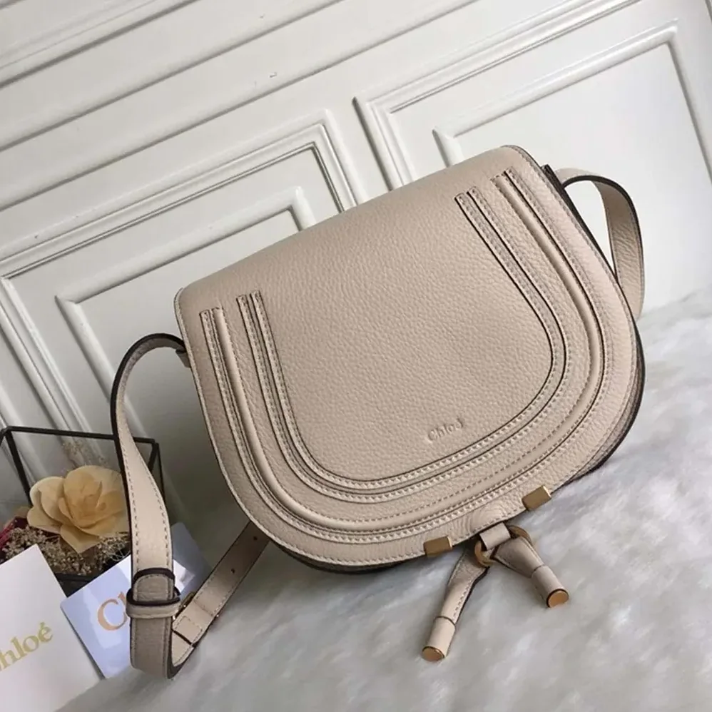 Chloe Marcie Small Saddle Bag for Women in Sandy