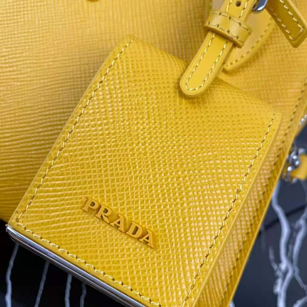 Prada Saffiano Leather Prada Monochrome Bag for Women in Yellow