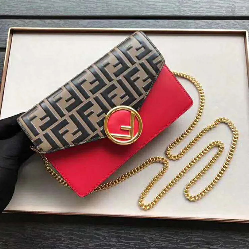 Fendi Wallet on Chain Red Leather Mini Bag for Women