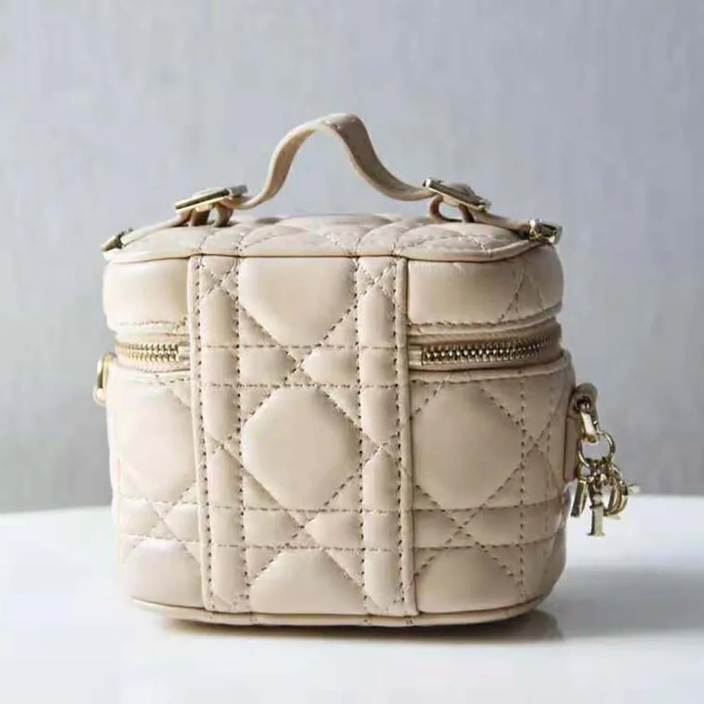 Dior Micro Lady Dior Vanity Case Cannage Lambskin for Women in Beige
