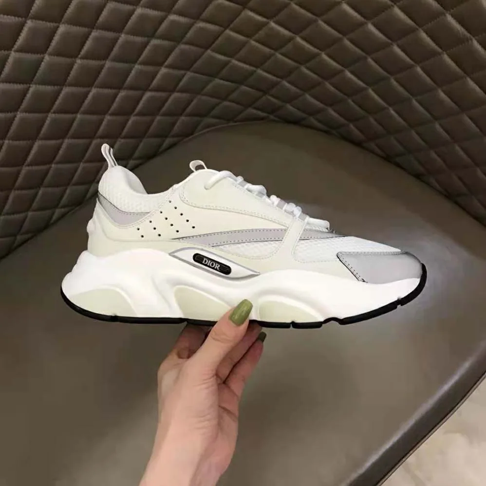 Dior B22 Sneaker White Technical Mesh with White and Silver for Men in Tone Calfskin